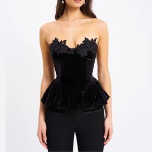 Elegant Black Strapless Peplum Top